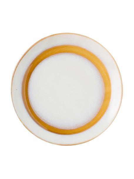 Handgemaakte taartplaten 70's in retro stijl, 2 stuks, Keramiek, Wit, oranje, Ø 18 cm