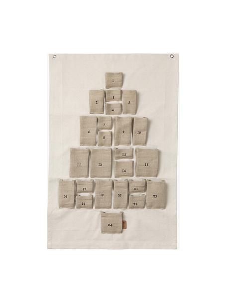 Adventskalender Pine aus Baumwolle und Jute, 67 % Baumwolle, 33 % Jute, Off White, Beige, B 50 x H 69 cm