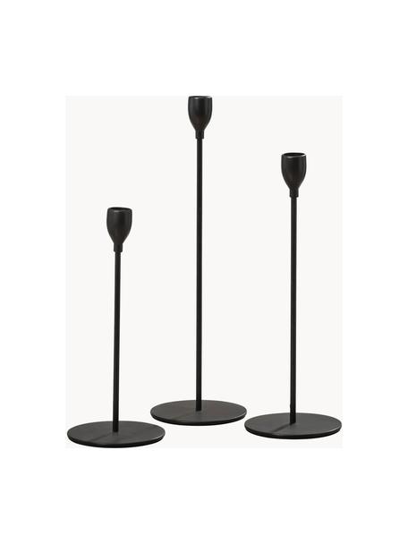 Kerstmiskaars lamp Malte S/3 zwart, Gecoat metaal, Zwart, Set met verschillende formaten