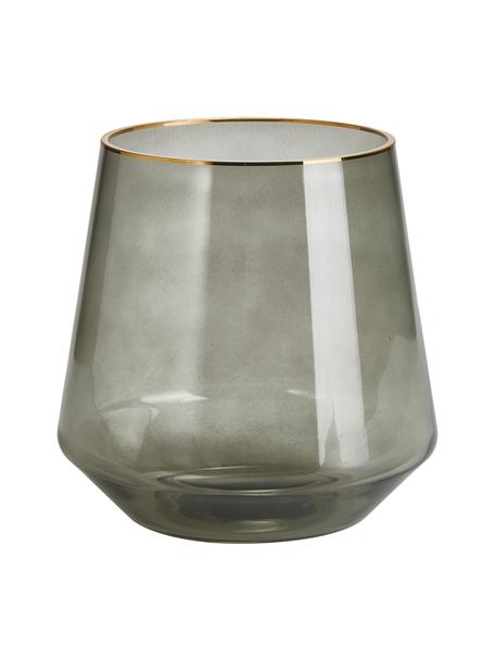 Vase verre soufflé bouche, bordure dorée Joyce, Verre, Gris, Ø 16 x haut. 16 cm