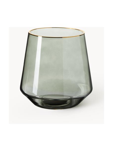 Mundgeblasene Glas-Vase Joyce, Glas, Grün mit Goldrand, Ø 16 x H 16 cm