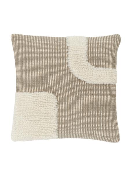 Handgeweven kussenhoes Wool, Beige, crèmewit, B 45 x L 45 cm