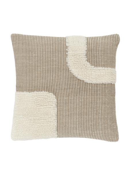 Ručne tkaný poťah na vankúš Wool, Béžová, krémovobiela, Š 45 x D 45 cm