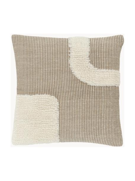 Copricuscino tessuto a mano Wool, Retro: 100% cotone, Taupe, beige chiaro, Larg. 45 x Lung. 45 cm