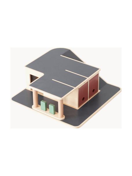 Houten speelgarage Woodland, Beukenhout, MDF, Licht hout, donkergrijs, B 46 x H 15 cm