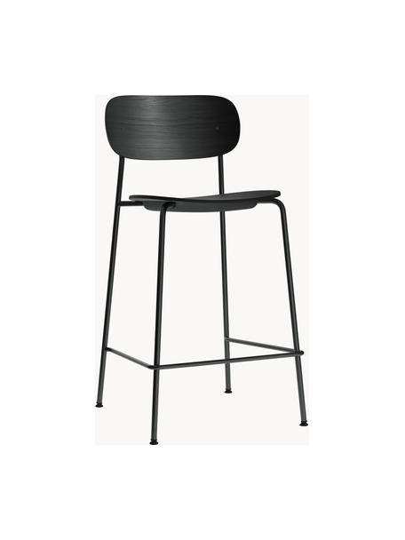 Sedia da bar in metallo e legno Co, Struttura: acciaio verniciato a polv, Nero, Larg. 48 x Alt. 94 cm