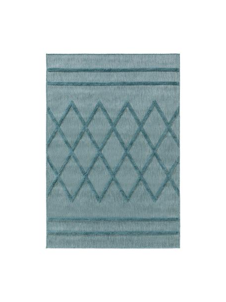 Tapis d'extérieur tissé main Bonte, 100 % polypropylène, Turquoise, larg. 120 x long. 170 cm (taille S)