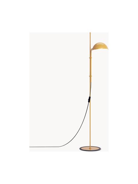 Kleine Stehlampe Funiculí mit verstellbarem Lampenschirm, Lampenschirm: Aluminium, beschichtet, Senfgelb, glänzend, H 135 cm