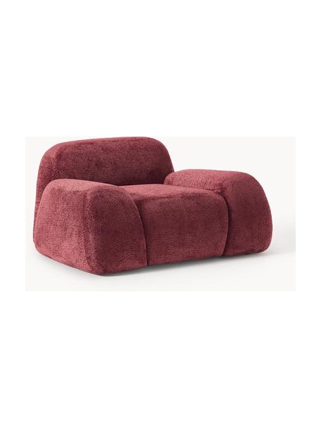 Fauteuil lounge en peluche-bouclé Wolke, Peluche-bouclé lie de vin, larg. 138 x prof. 105 cm