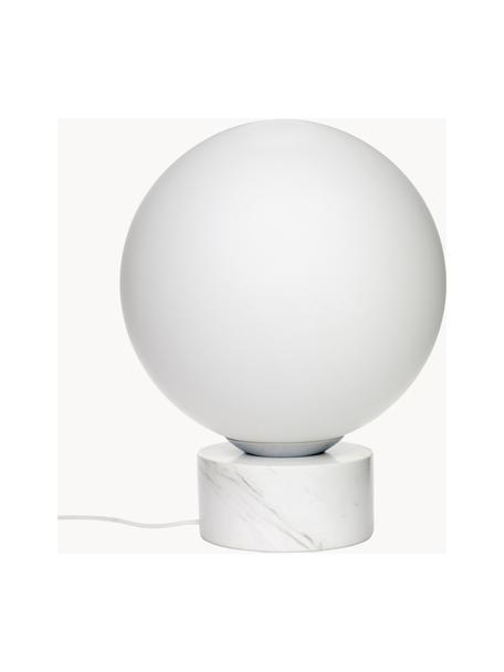 Handgemaakte tafellamp Sphere van marmer, Lampenkap: gecoat metaal, Lampvoet: marmer, Wit, gemarmerd, Ø 40 x H 50 cm