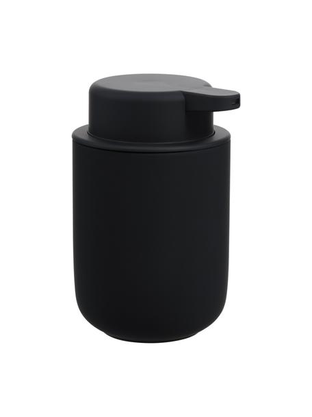Distributeur de savon en grès cérame Omega, Noir, Ø 8 x haut. 13 cm