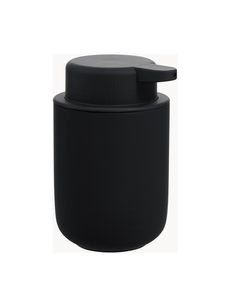 Distributeur de savon en grès à surface veloutée Ume, Noir, Ø 8 x haut. 13 cm