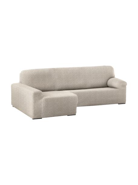 Pokrowiec na sofę narożną Roc, 55% poliester, 35% bawełna, 10% elastomer, Odcienie kremowego, S 360 x G 180 cm, lewostronna