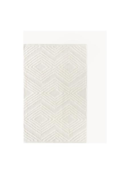 Alfombra artesanal de algodón texturizada Ziggy, 100% algodón, Blanco crema, An 120 x L 180 cm (Tamaño S)