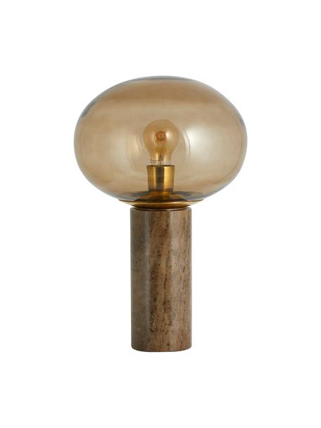 Lampada da scrivania con base in marmo Bes, Paralume: vetro, Base della lampada: marmo, Marrone, vetro fumé, Ø 29 x Alt. 45 cm