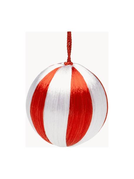 Weihnachtskugeln Corded, 2 Stück, in verschiedenen Größen, Viskose, Kunststoff, Weiß, Rot, Ø 6 cm