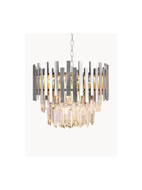 Veľká ručne vyrobená závesná lampa Aspen, Odtiene striebornej, priehľadná, Ø 45 x V 50 cm