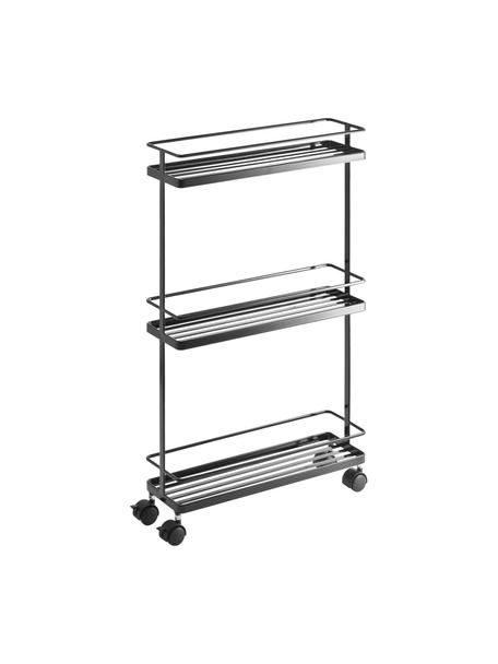 Carrello portaoggetti con ruote Tower, Acciaio rivestito, Nero, Larg. 38 x Alt. 66 cm