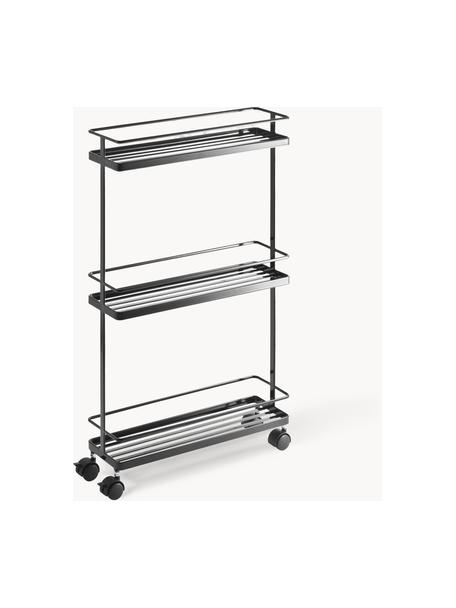 Carrello da cucina con ruote Tower, Acciaio rivestito, Nero, Larg. 38 x Alt. 66 cm