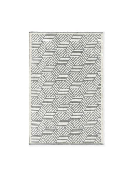 Ručne tuftovaný koberec do interiéru a exteriéru Skara, 100 % polyester s certifikátom GRS, Krémovobiela, sivá, Š 120 x D 180 cm (veľkosť S)
