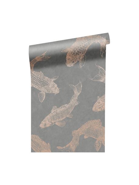 Carta da parati Koi, Tessuto non tessuto, Grigio, beige, Larg. 52 x Alt. 1005 cm