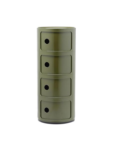 Designový odkládací stolek Componibili, 4 moduly, Umělá hmota, s certifikací Greeguard, Zelená, lesklá, Ø 32 cm, V 77 cm