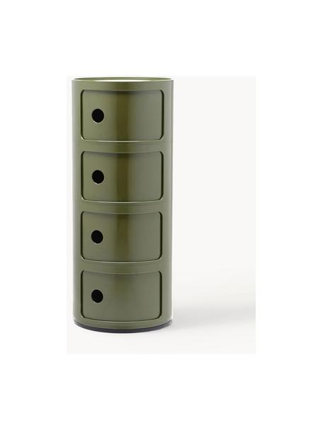 Design Container Componibili, 4 Elemente, Kunststoff (ABS), lackiert, Greenguard-zertifiziert, Olivgrün, glänzend, Ø 32 x H 77 cm