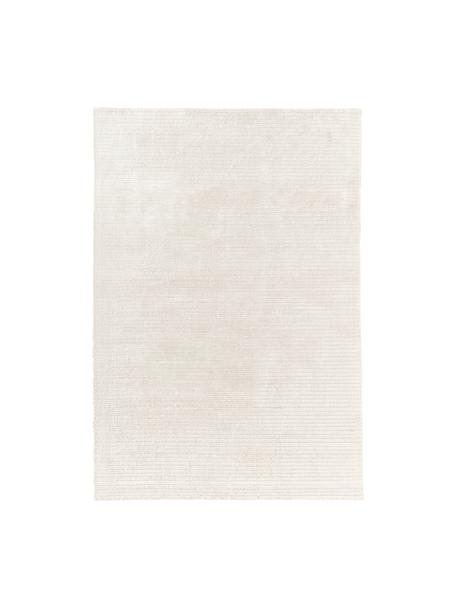 Tappeto soffice a pelo lungo con motivo a rilievo Wes, tessuto a mano, 100% poliestere, certificato GRS, Bianco crema, Larg. 80 x Lung. 150 cm (taglia XS)