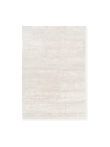Nadýchaný koberec s vysokým vlasem a strukturovaným povrchem Wes, ručně tkaný, 100 % polyester, certifikace GRS, Krémově bílá, Š 160 cm, D 230 cm (velikost M)