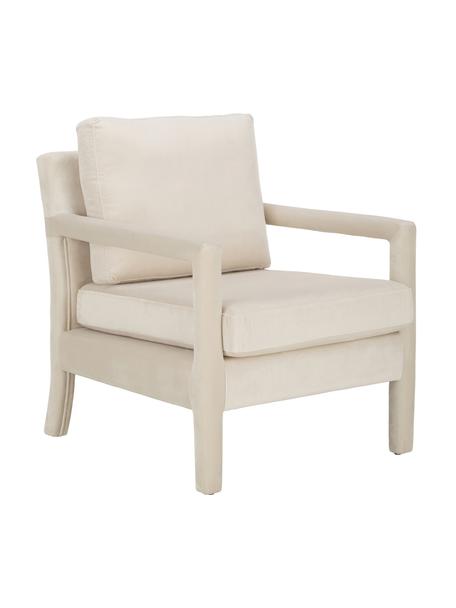 Fluwelen fauteuil Claudette in beige, Bekleding: fluweel (100% polyester), Frame: massief grenenhout, multi, Beige, B 65 x H 75 cm