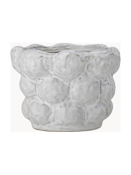 Ręcznie wykonana osłonka na doniczkę z kamionki Dieter, Kamionka, Złamana biel, Ø 16 x W 12 cm