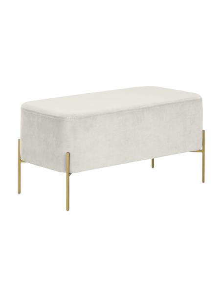 Banco de terciopelo Harper, Tapizado: terciopelo de algodón, Patas: metal con pintura en polv, Terciopelo greige, dorado, An 90 x Al 44 cm