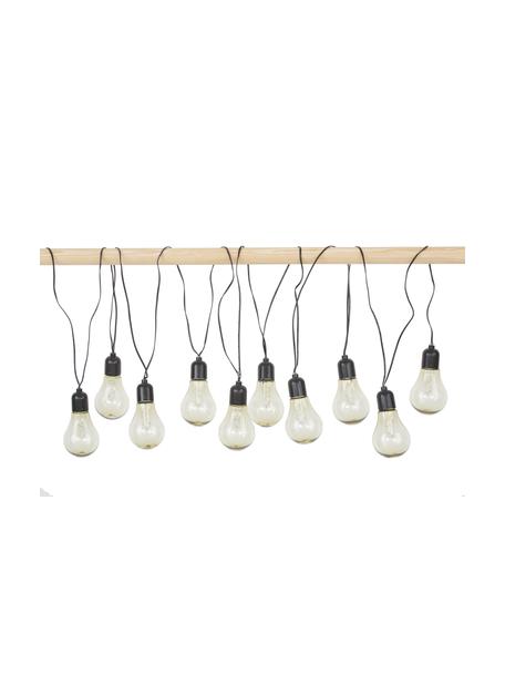 Outdoor LED lichtslinger Glow, 505 cm, 10 lampions, Lampions: kunststof, Fitting: kunststof, Zwart, grijs, transparant, L 505 cm