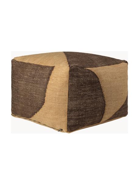 Pouf Forene, Sitzfläche: 100 % Polyester aus recyc, Gestell: Stahl, pulverbeschichtet, Webstoff Beige, Dunkelbraun, B 60 x H 40 cm