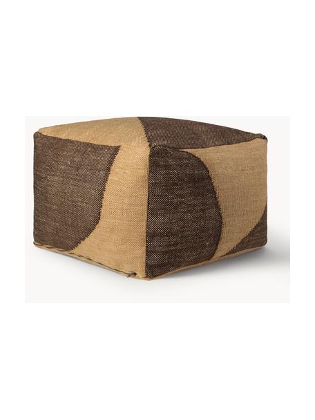 Pouf Forene, Seduta: 100% poliestere ottenuto , Struttura: acciaio verniciato a polv, Tessuto beige, marrone scuro, Larg. 60 x Alt. 40 cm