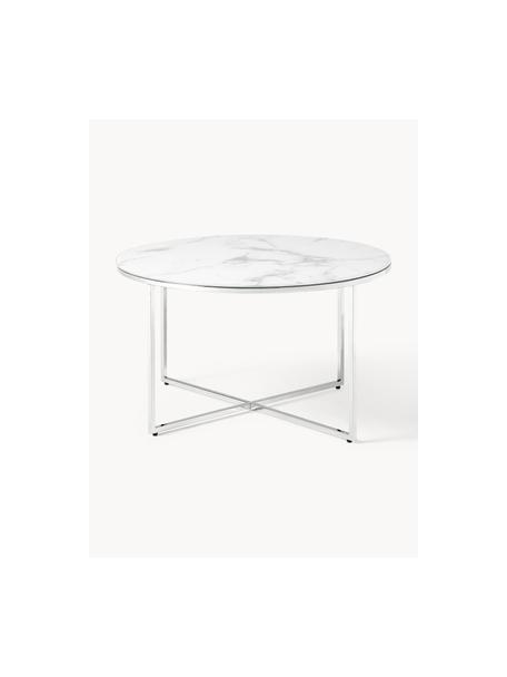 Table basse ronde look marbre Antigua, Blanc look marbre, argenté, Ø 80 cm