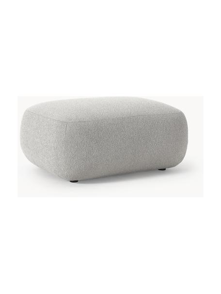 Puf reposapiés en tejido bouclé Sofia, Tapizado: tejido bouclé (100% polié, Estructura: madera de abeto, tablero , Patas: plástico Este producto es, Bouclé gris claro, An 75 x F 96 cm