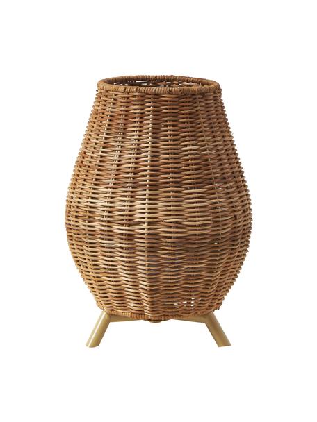 Mobile dimmbare LED-Außentischlampe Saona mit Fernbedienung, Naturfaser, Braun, Ø 23 x H 33 cm