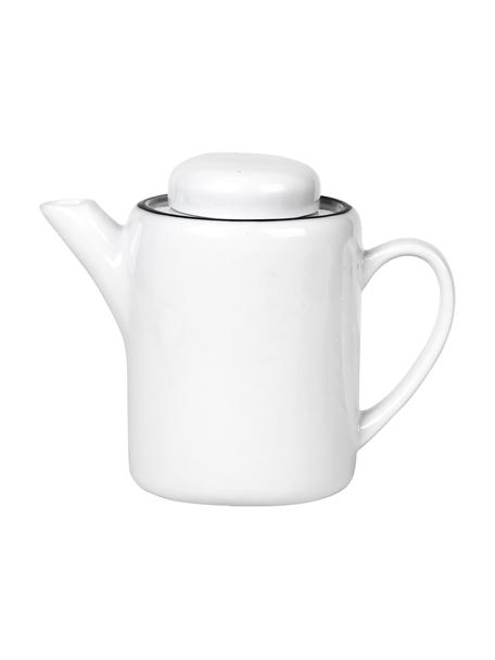 Ručne vyrobená čajová  kanvica Salt, 1,3 l, Porcelán, Lomená biela, čierna, 1,3 l