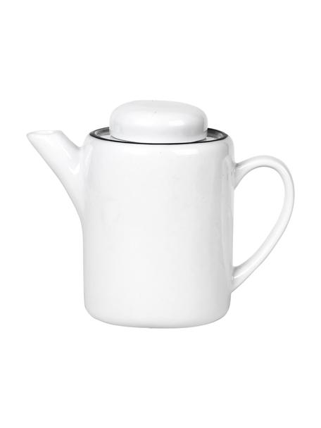 Ręcznie wykonany dzbanek do herbaty z porcelany Salt, 1,3 l, Porcelana, Złamana biel z czarną krawędzią, 1,3 l