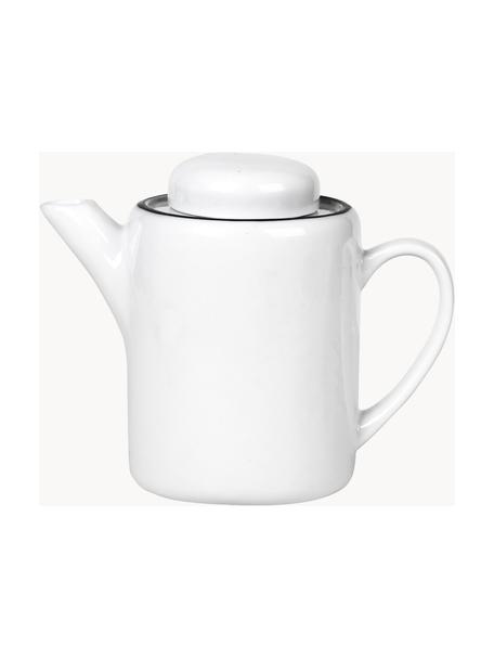 Handgemachte Porzellan Teekanne Salt aus Porzellan, 1.3 L, Porzellan, Gebrochenes Weiß mit schwarzem Rand, 1.3 L