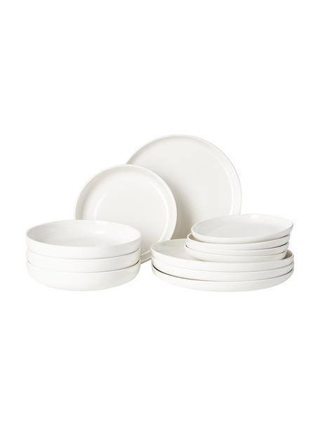 Porcelánová sada nádobí Nessa, pro 4 osoby (12 dílů), Vysoce kvalitní porcelán, Bílá, Sada s různými velikostmi