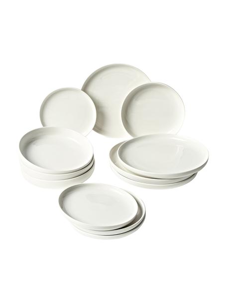 Porcelánová sada nádobí Nessa, pro 4 osoby (12 dílů), Vysoce kvalitní porcelán, Bílá, Pro 4 osoby (12 dílů)