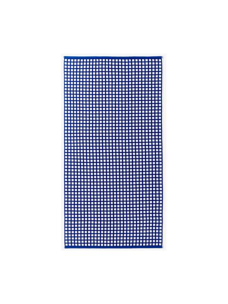 Fouta en coton Fancy, Bleu foncé, blanc, larg. 90 x long. 170 cm