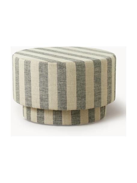 Pouf in lino Ladoga, Rivestimento: 100% lino, Struttura: pannelli MDF (fibra a med, Beige, grigio chiaro, Ø 68 x Alt. 43 cm