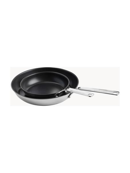 Braadpannenset KitchenAid met antiaanbaklaag, set van 2, Edelstaal, Zilverkleurig, zwart, Ø 20cm, Ø 28cm