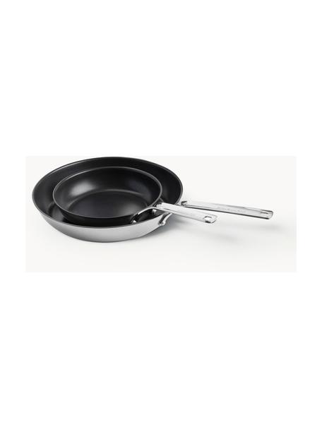 Set de sartenes antiadherente KitchenAid, 2 uds., Acero inoxidable, Plateado, negro, Ø 20 cm, Ø 28 cm