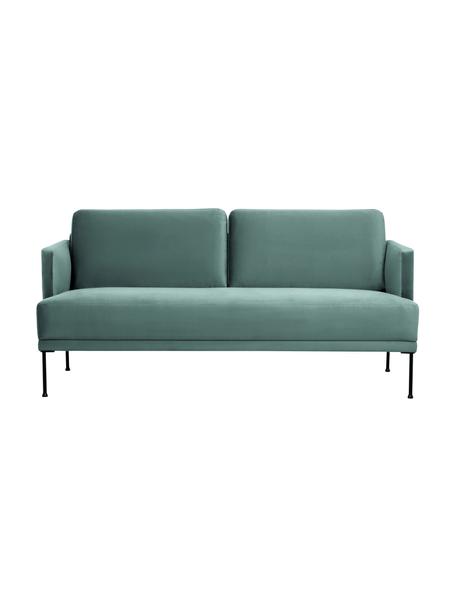Canapé 2 places en velours pieds en métal Fluente, Velours vert clair, larg. 166 x prof. 85 cm