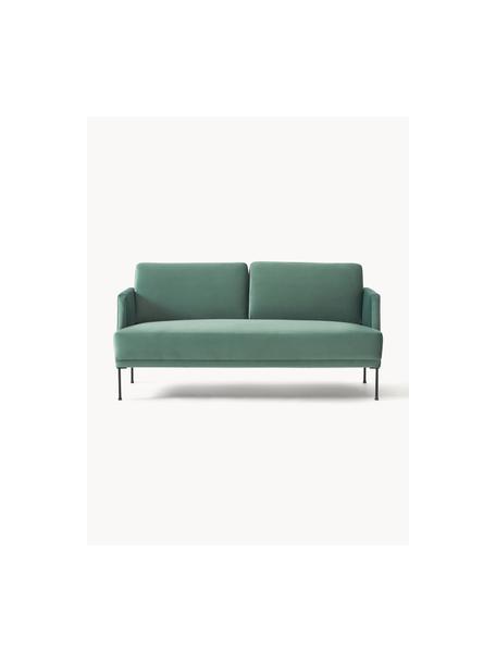 Samt-Sofa Fluente (2-Sitzer), Bezug: Samt (Hochwertiger Polyes, Gestell: Massives Kiefernholz, FSC, Füße: Metall, pulverbeschichtet, Samt Petrol, B 166 x T 85 cm