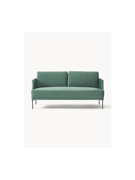 Sofá de terciopelo Fluente (2 plazas), Tapizado: terciopelo (poliéster de , Estructura: madera de pino maciza, Patas: metal con pintura en polv, Terciopelo azul petróleo, An 166 x F 85 cm